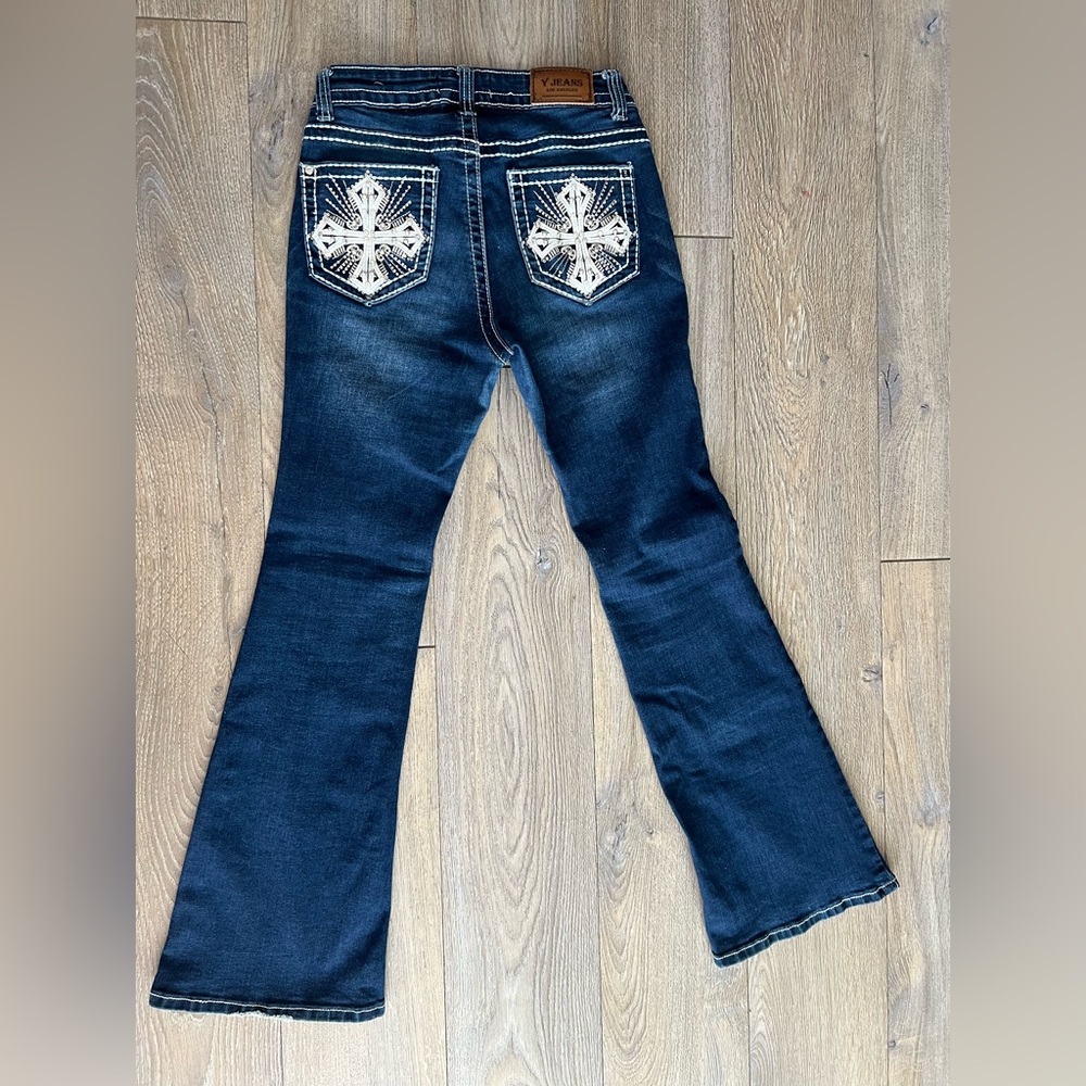 Women's Flared Blue Jeans - Picture 2 of 6